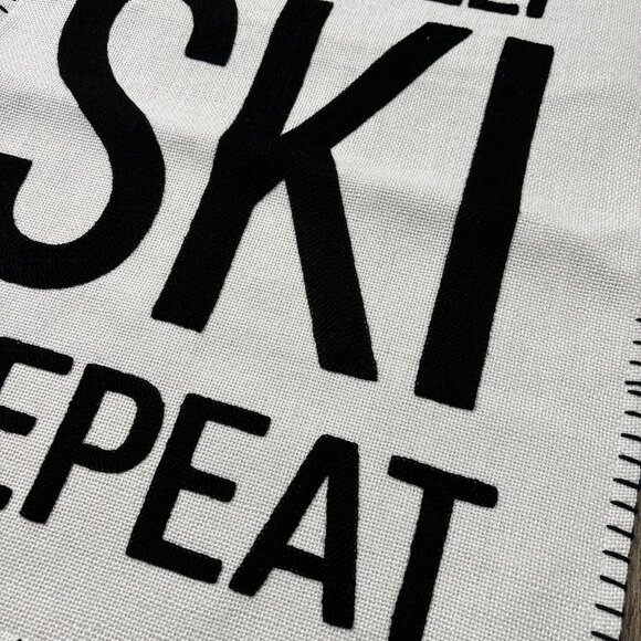 Thro Marlo Lorenz Eat Sleep Ski Repeat Throw Pillow Cover 14x18 NEW w TAGS - Picture 2 of 5